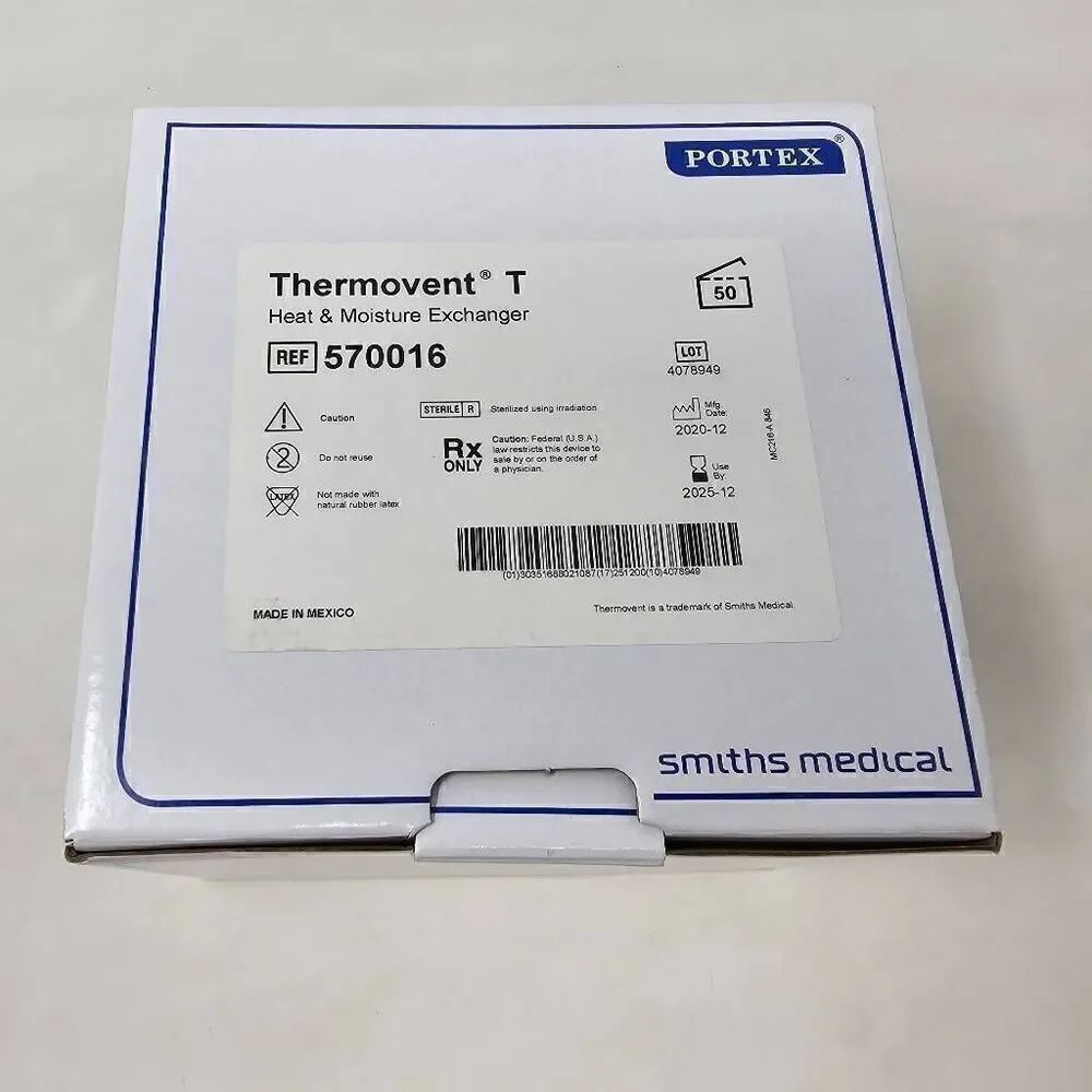 SMITHS MEDICAL THERMOVENT T 570016 PORTEX HEAT MOISTURE EXCHANGER HME CASE OF 50